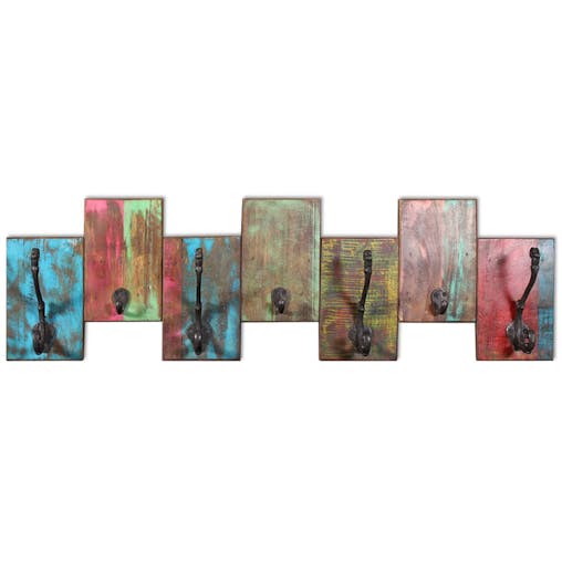 NNEVL Coat Rack with 7 Hooks Solid Reclaimed Wood