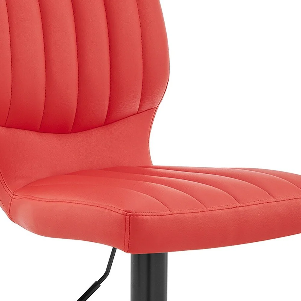 Red Faux Leather Textured Adjustable Bar Stool
