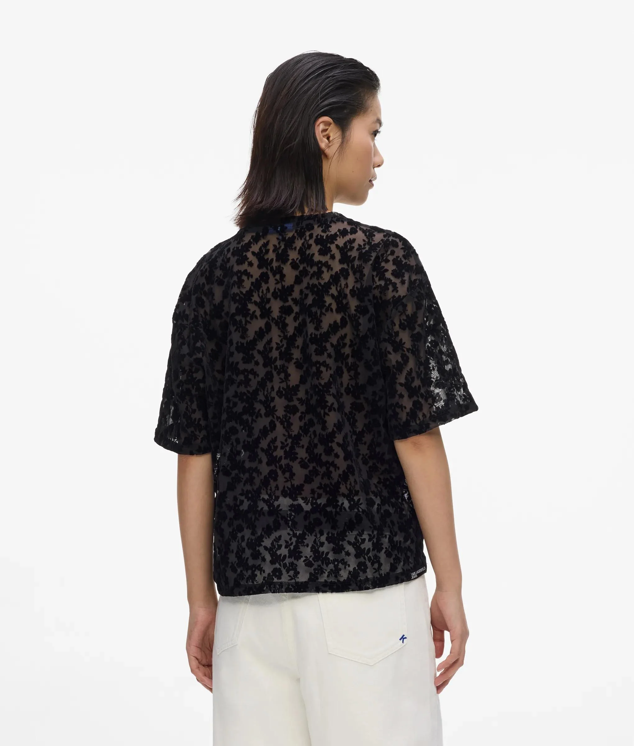 T-shirt en maille à motif floral