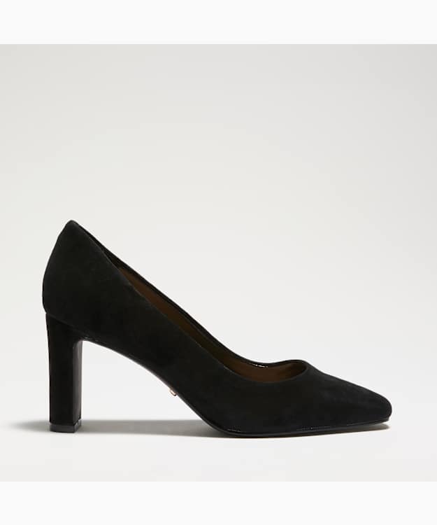 Arriving Black - Wide Fit High Block Heel Court Shoes