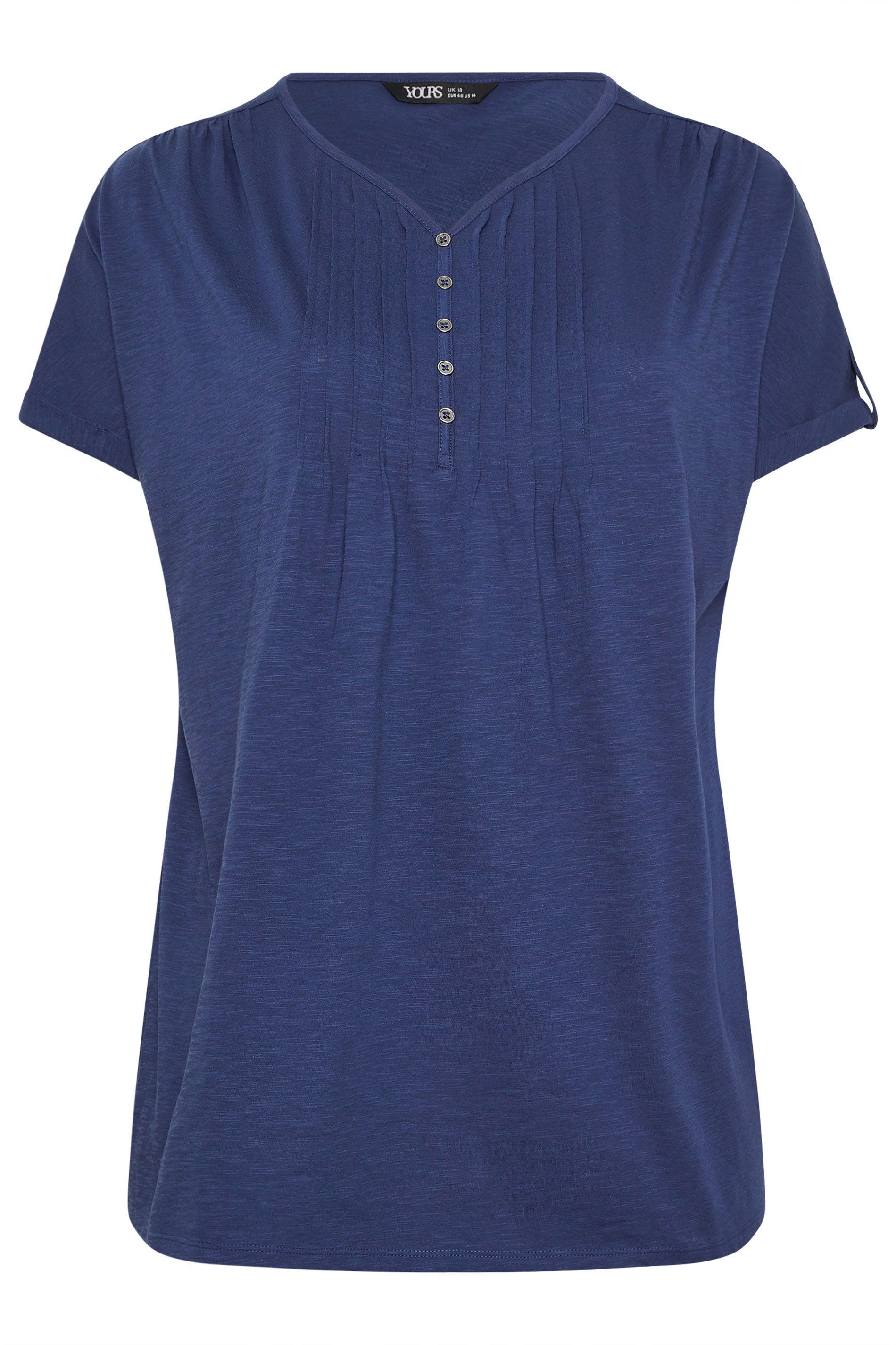 Yours Pintuck Short Sleeve Henley Top