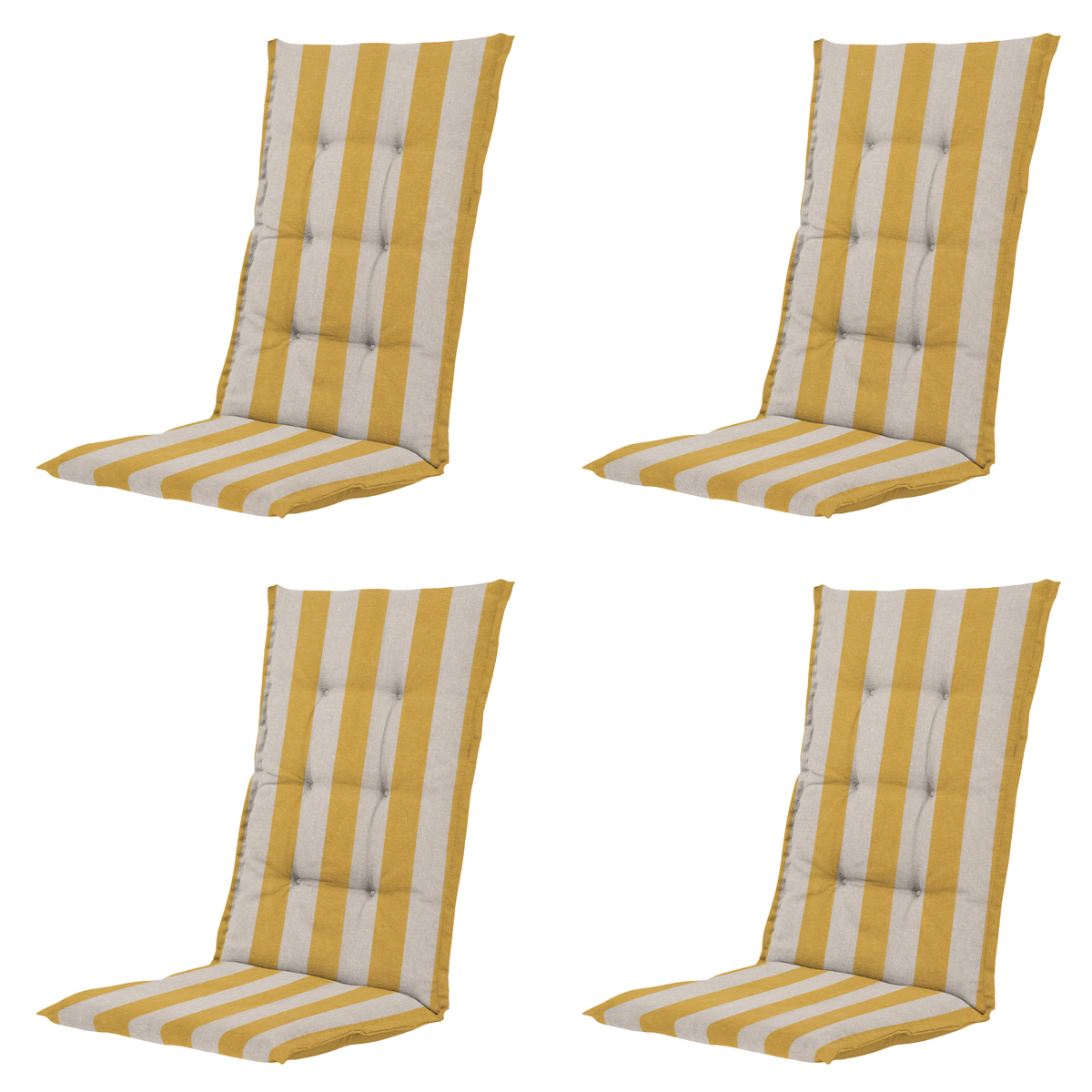 Madison tuinstoelkussen hoge rug Amora - geel - 123x50x5cm - set van 4