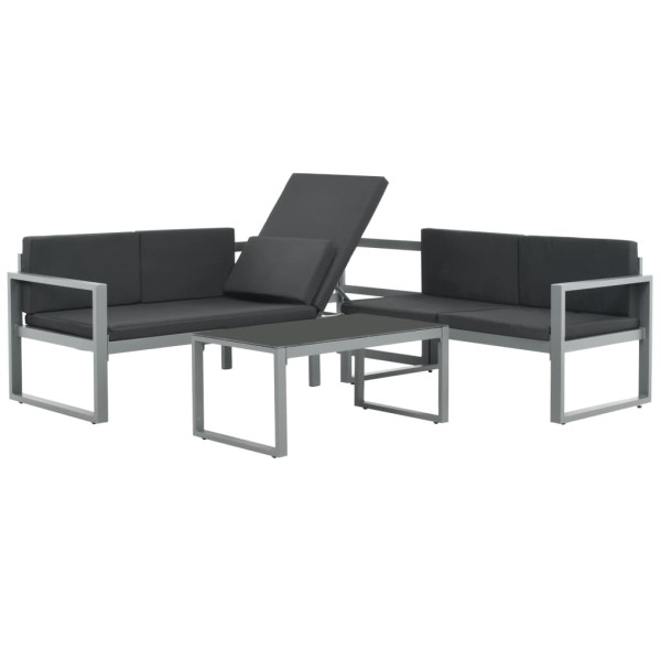 VidaXL Zestaw mebli ogrodowych CzarnyAluminium