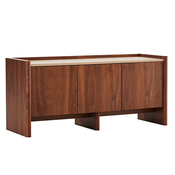 Meuble TV épuré rectangulaire L120 cm bois foncéOviala