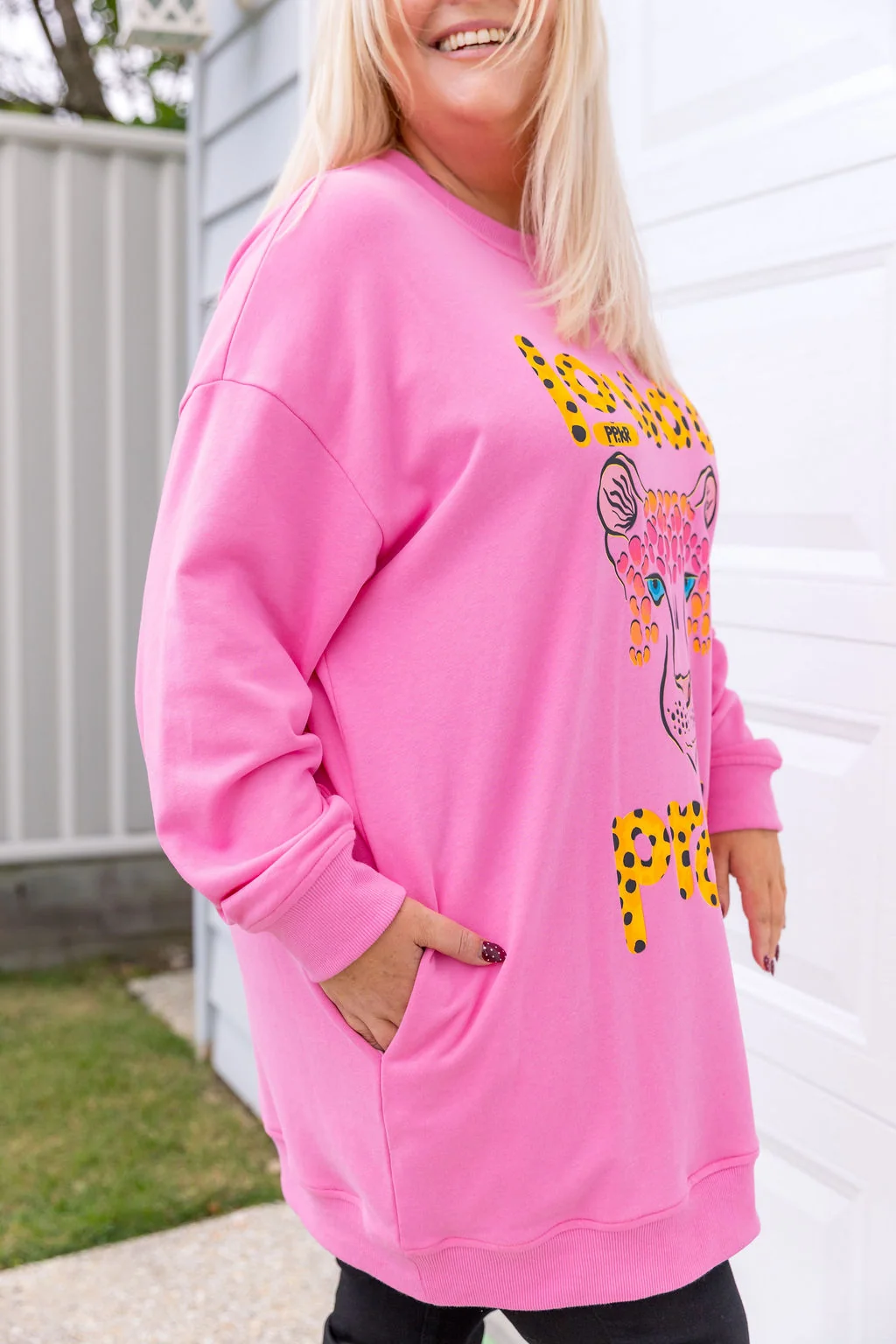 Evan Longline Sweatshirt in Loud Pink by Kasey Rainbow