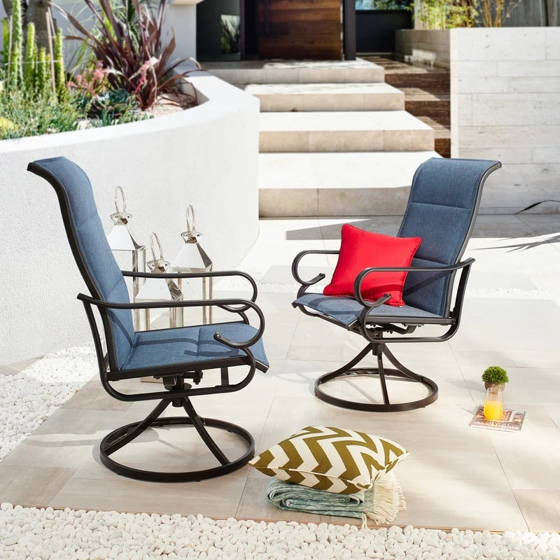 Patio Festival Metal Padded Outdoor Swivel Dining Chair (2-Pack)