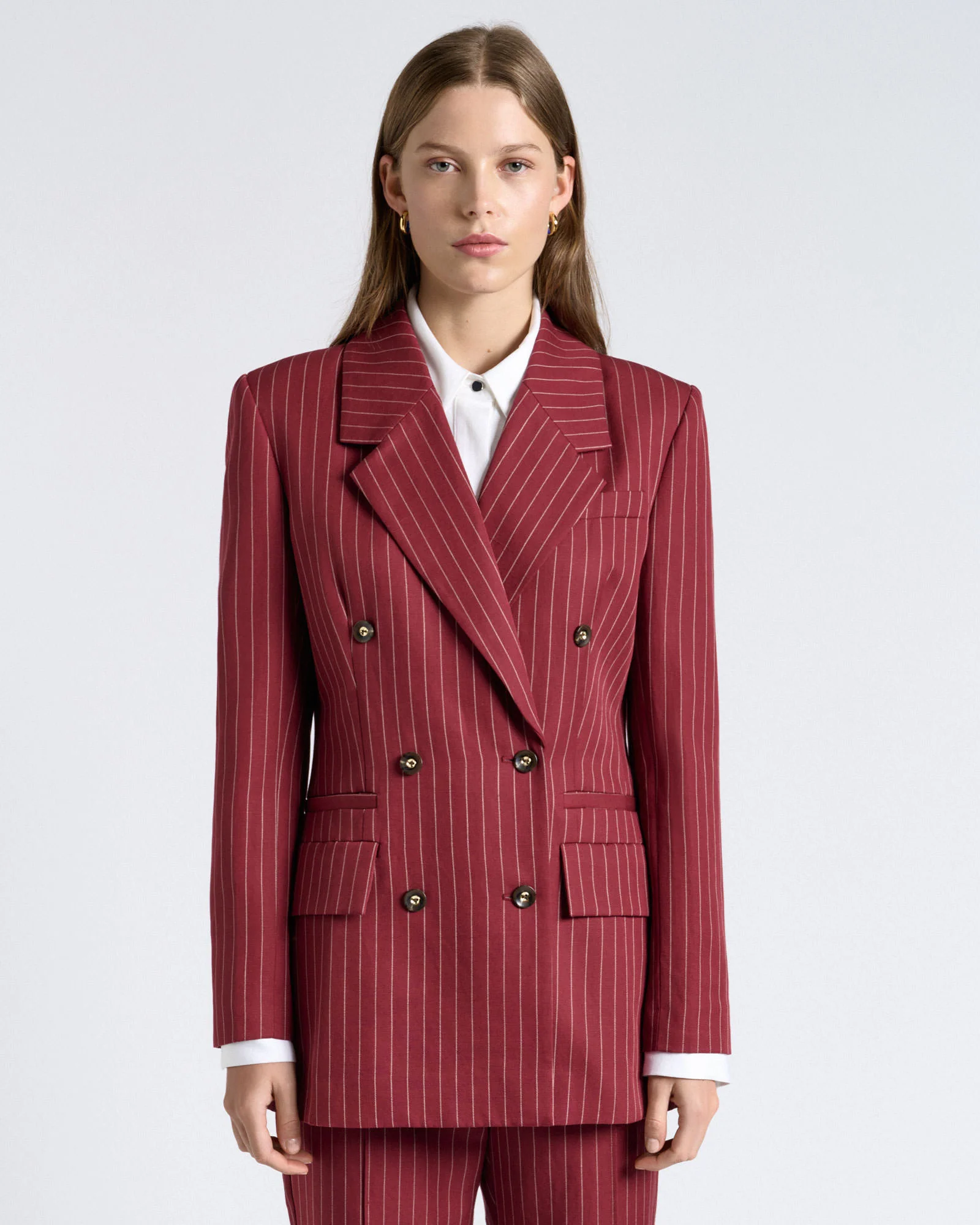 Linen Blend Pinstripe Blazer