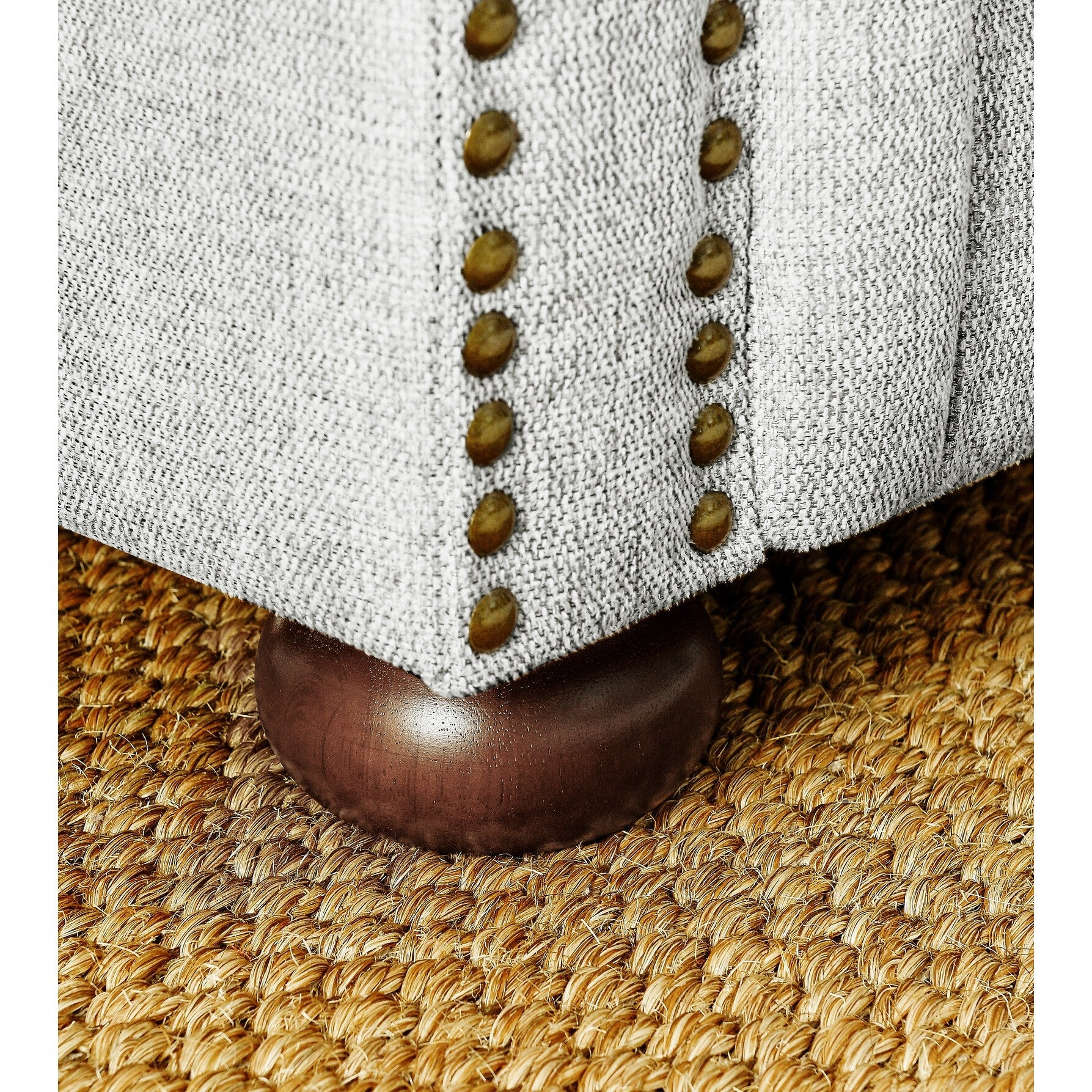 88.5 Linen 3-Seater Sofa with Nailhead Accents, Solid Wood Frame for Living Room