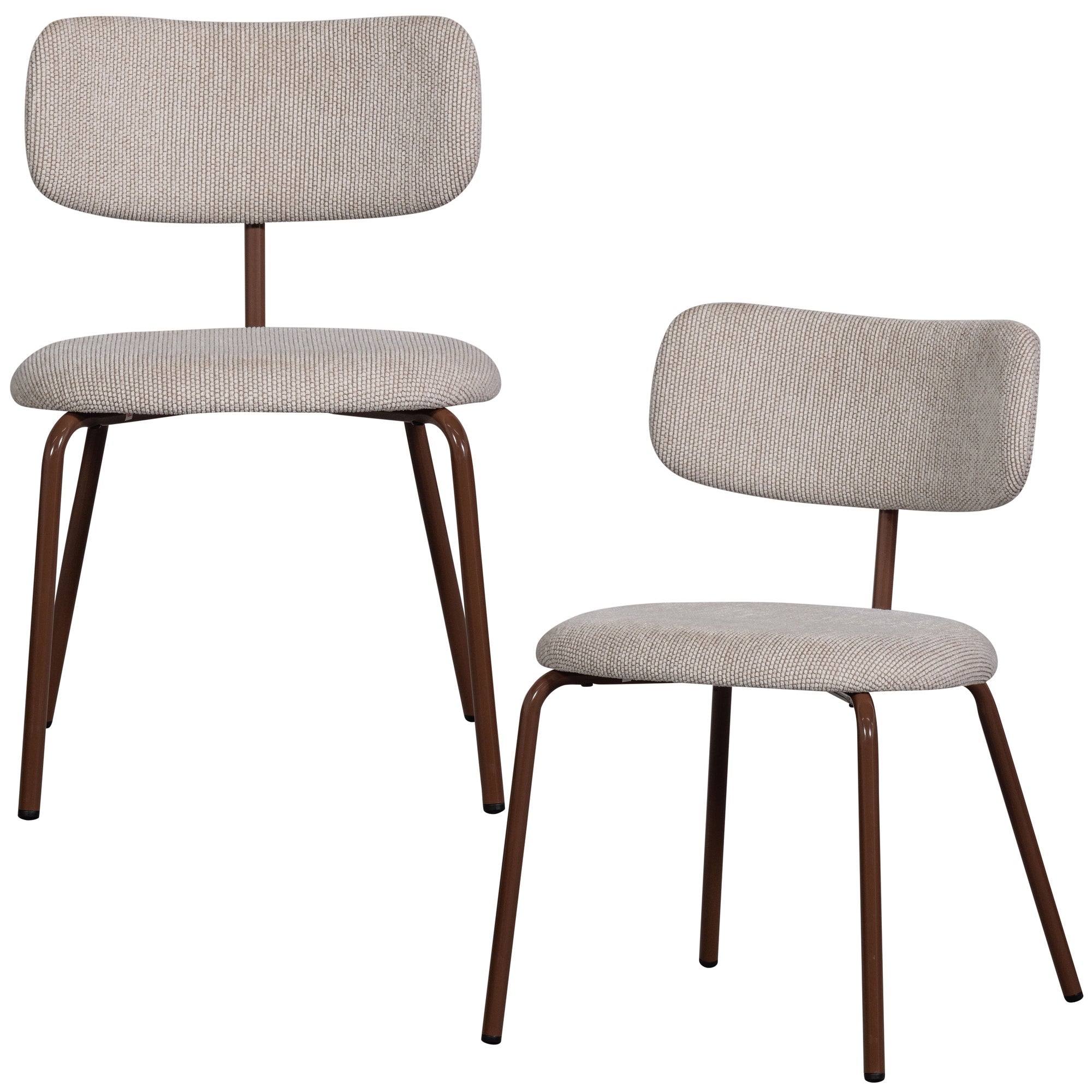 WOOOD eetkamerstoelen Travis - Polyester - Off White - Set van 2