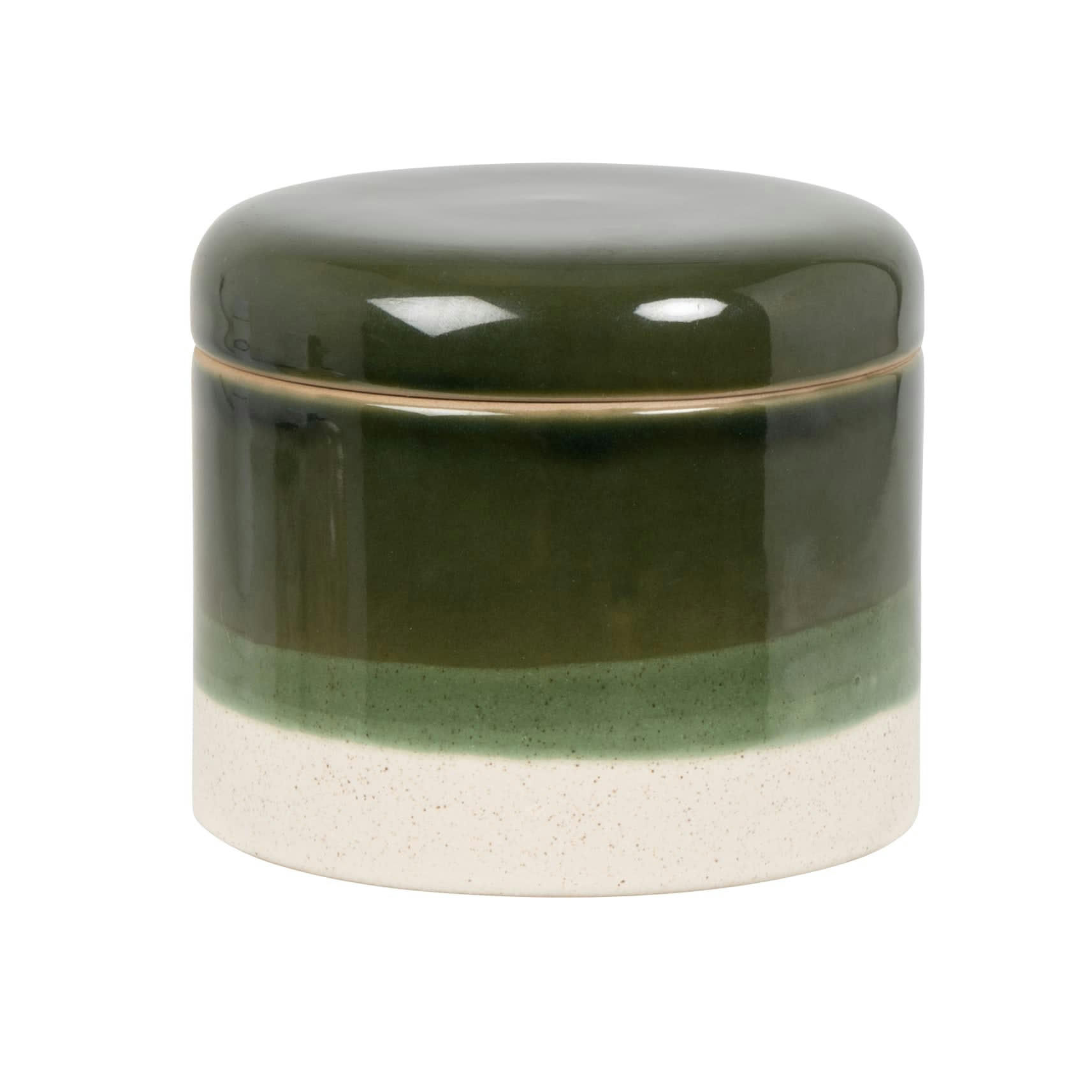 THEA - Boîte décorative en porcelaine blanche et verte