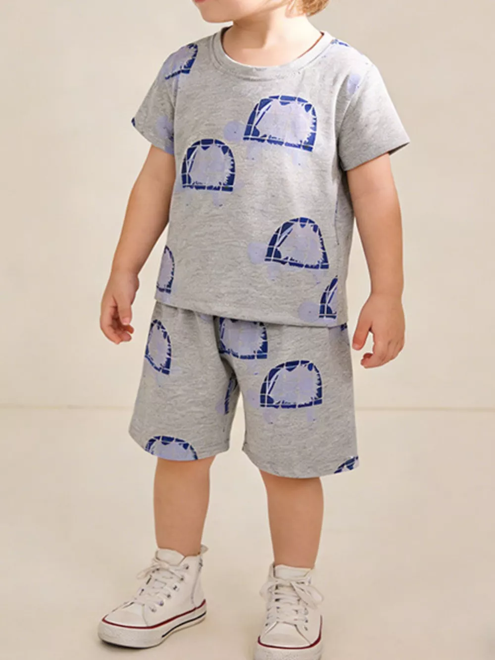 Children's Turtle Print Tee and Shorts Set