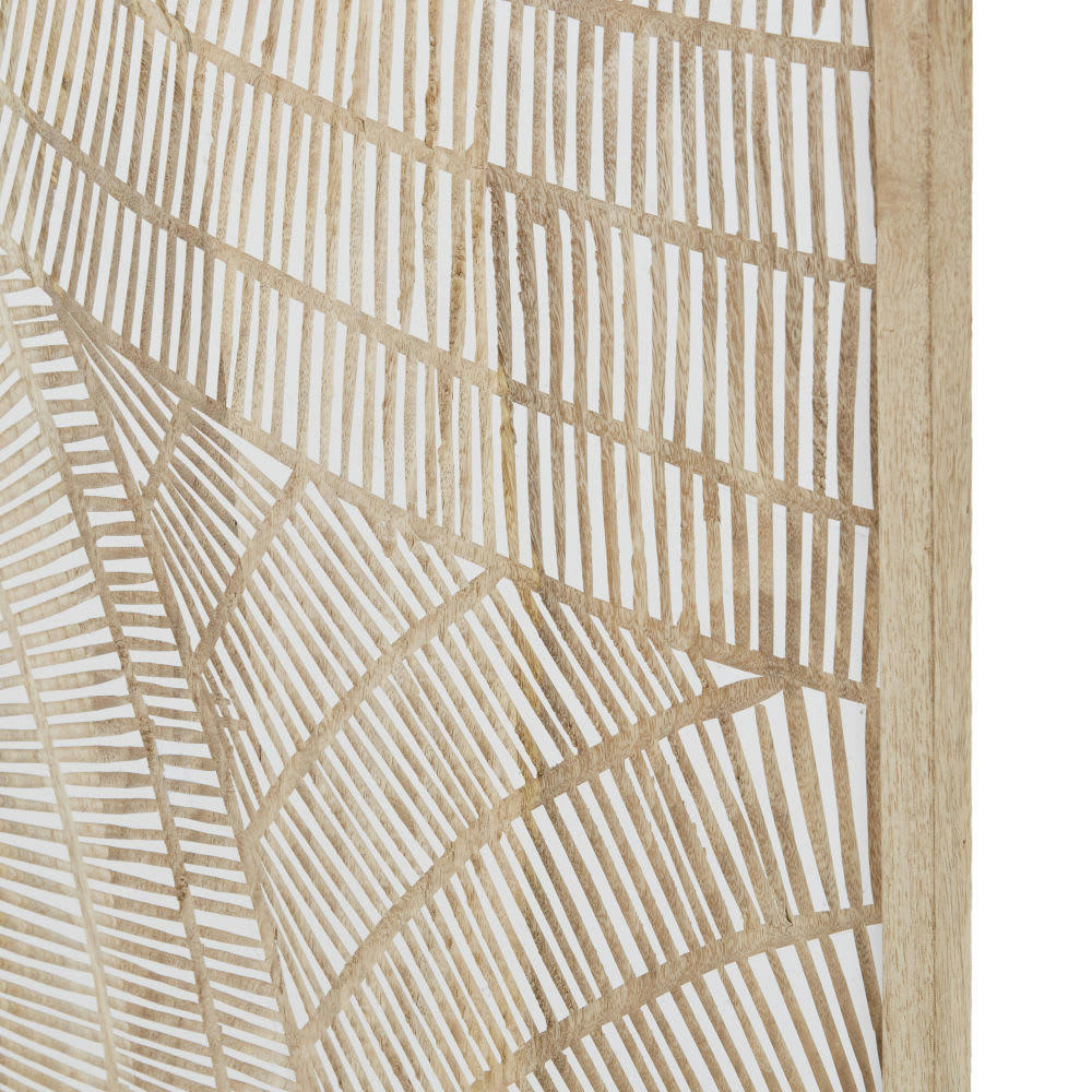 MANOLA - Tableau en mangoustanier gravé blanc et beige 85x121