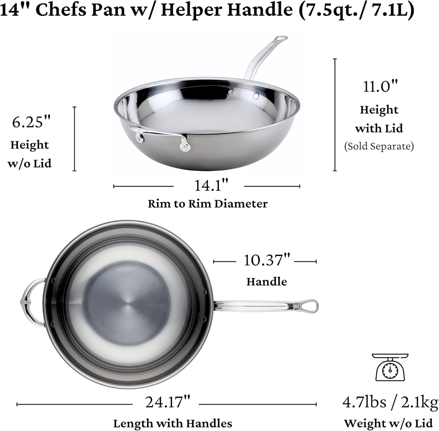 Hestan - NanoBond Collection - Stainless Steel Chef's Pan, Induction Cooktop Compatible, 14-Inch