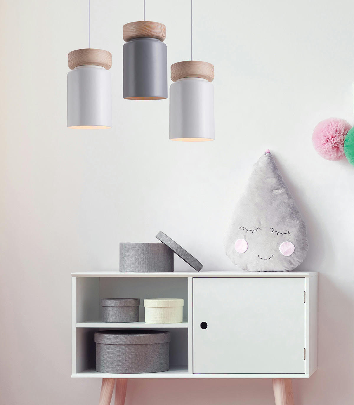 ASPEN - Suspension en céramique gris d. 15 cm