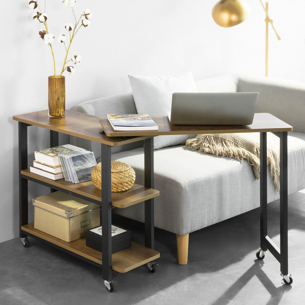 SoBuy Stolik kawowy z trzema półkami Ciemnobrązowy 132.5x30x68.5cm FWT83-PF