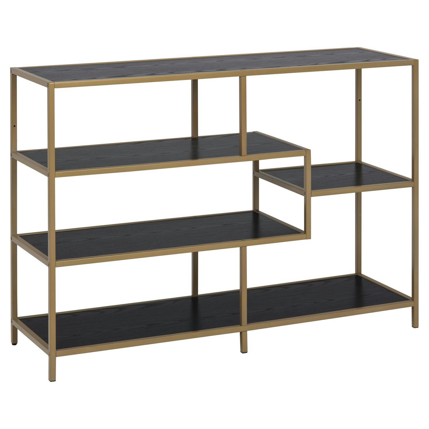 SIREINE - Bibliothèque ouverte 4 étagères en mdf et métal or