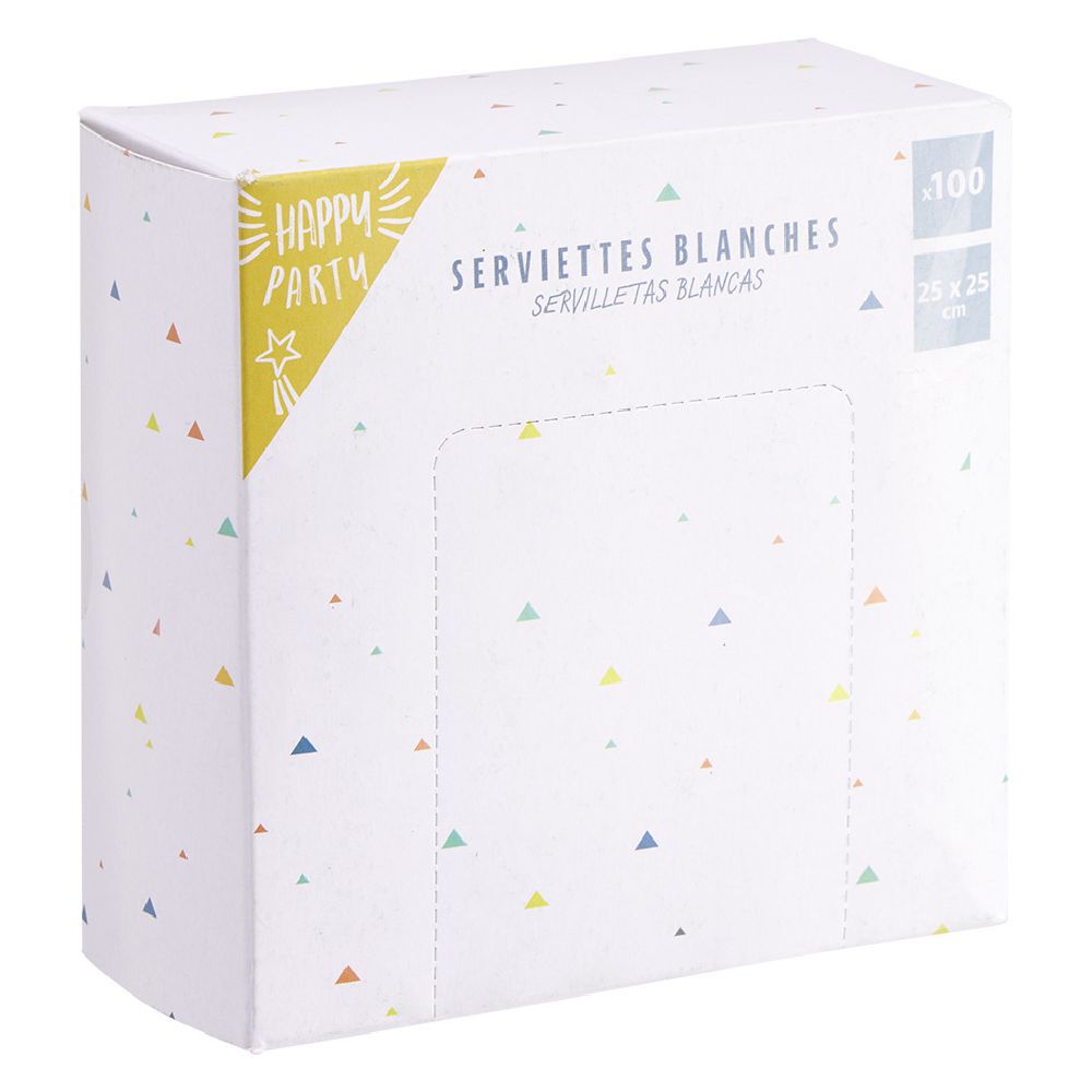 Serviette cocktail jetable carré blanc x100