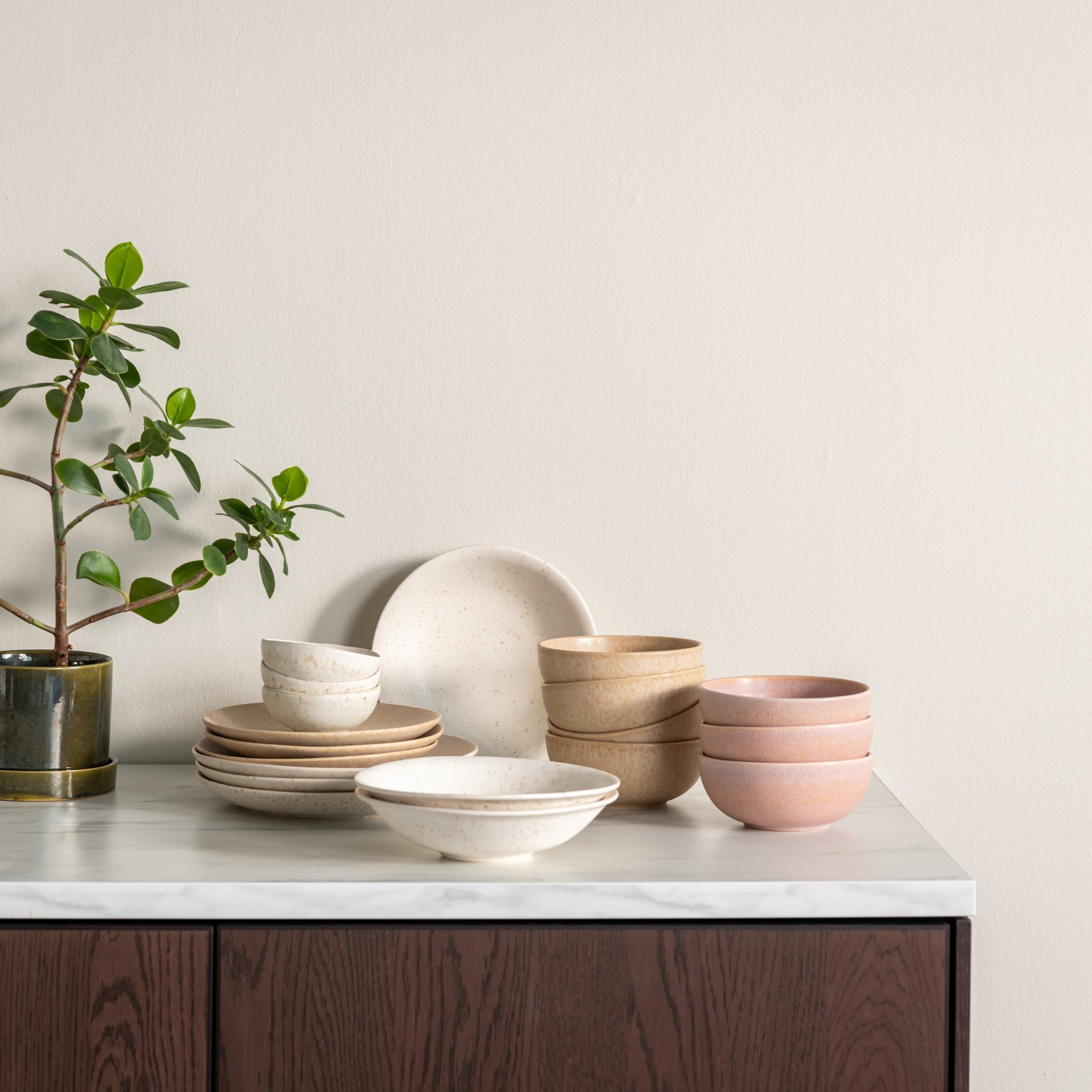 by fonQ Mixed Ceramics Pastaborden 4st. - Ø 22 cm - Crème