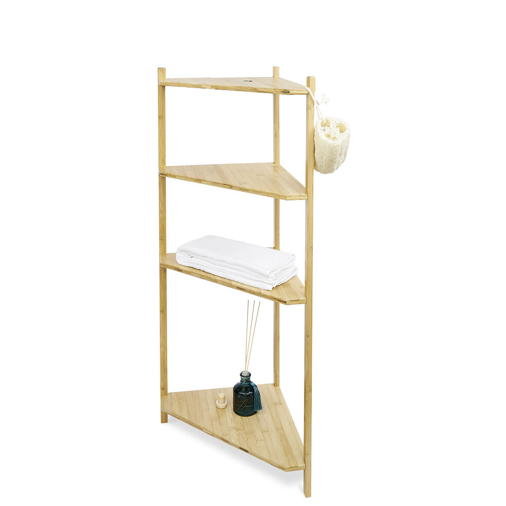 étagère d'angle bambou 4 niveaux
