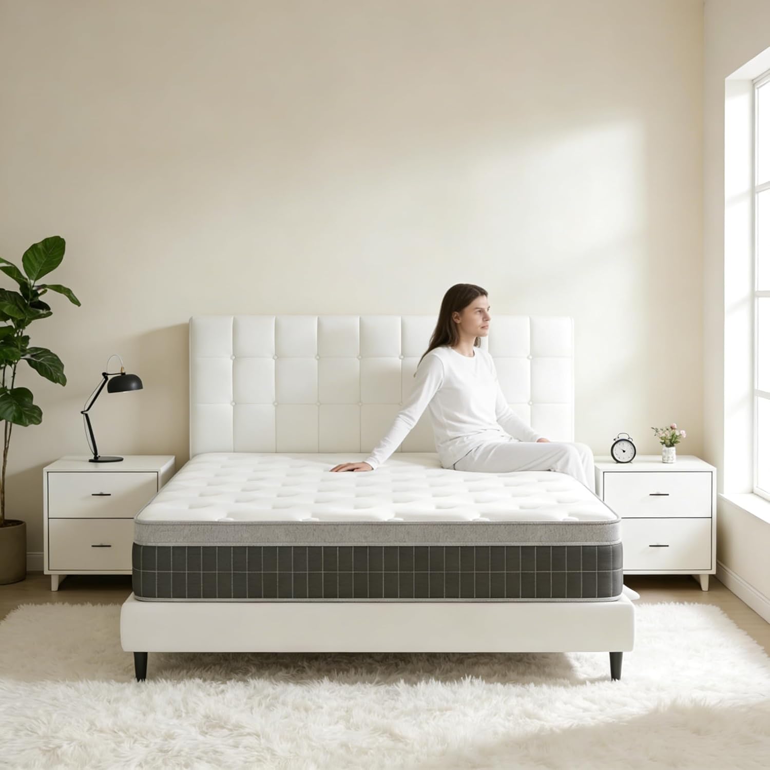 10″ King Hybrid Mattress – Soft & Supportive, Cooling Airflow Foam + Pocket Coils, Medium-Soft Comfort, Motion Isolation, CertiPUR-US, Fiberglass-Free
