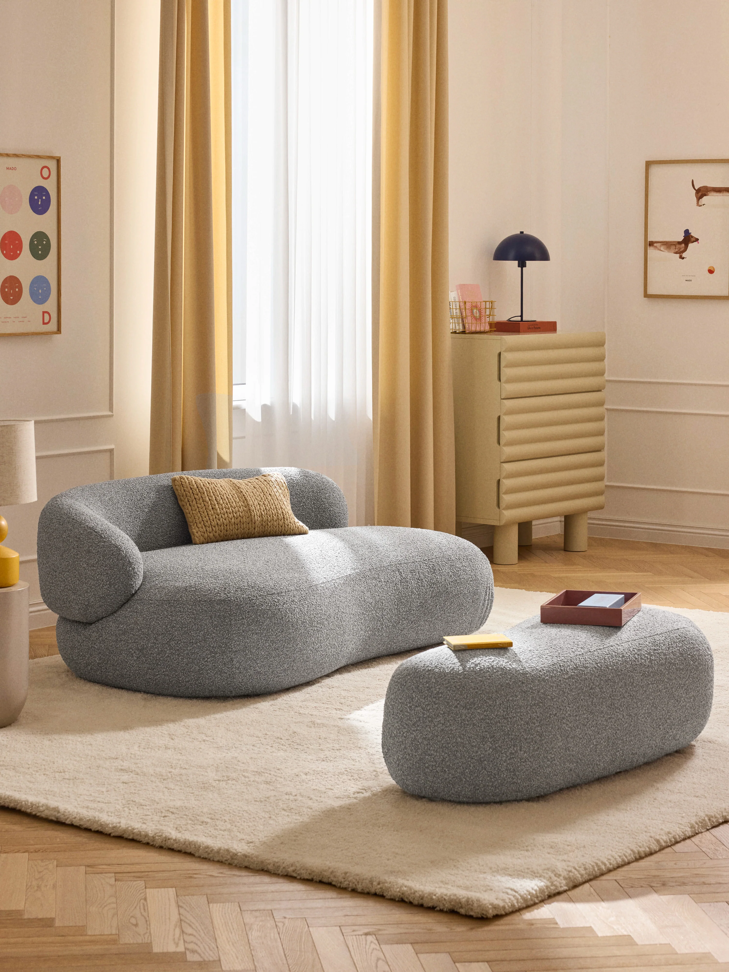 XL Sofa-Hocker Alba aus Bouclé