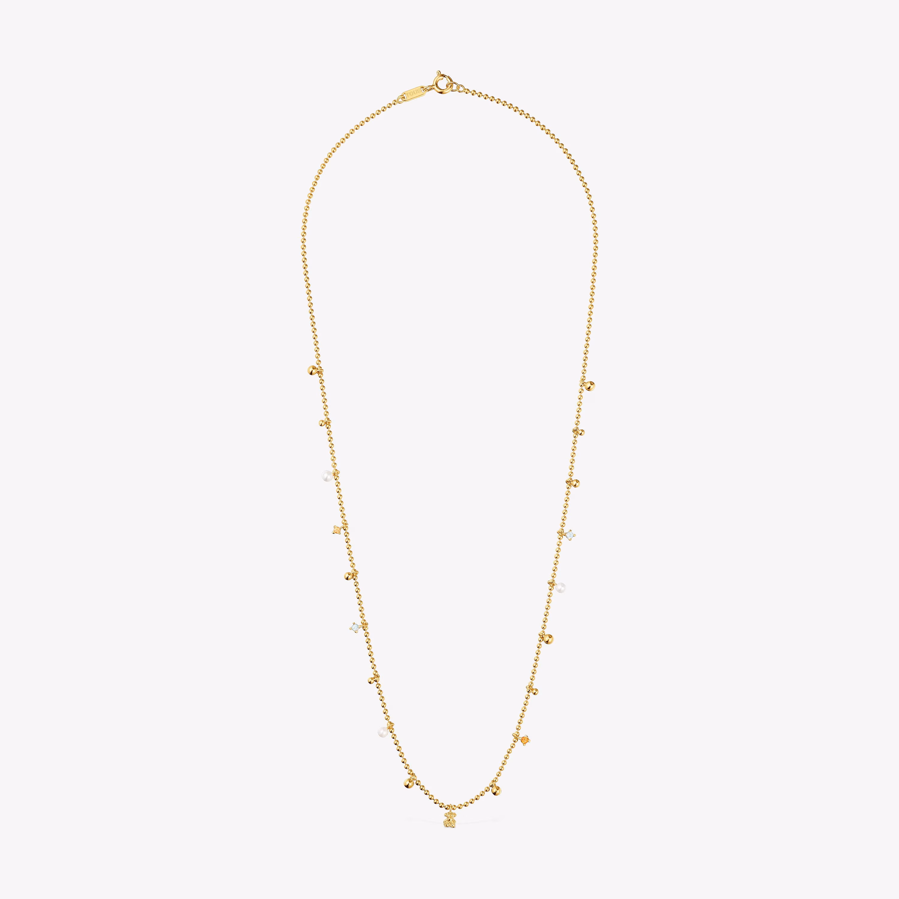 Collar corto con baño de oro de 18 kt sobre plata, perlas cultivadas y gemas TOUS Grain