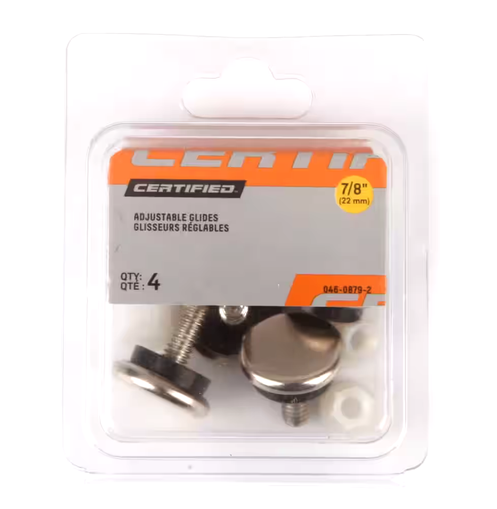 Certified Threaded Levelling Furniture Glides, Threaded Sockets, 7/8-in, Nickel