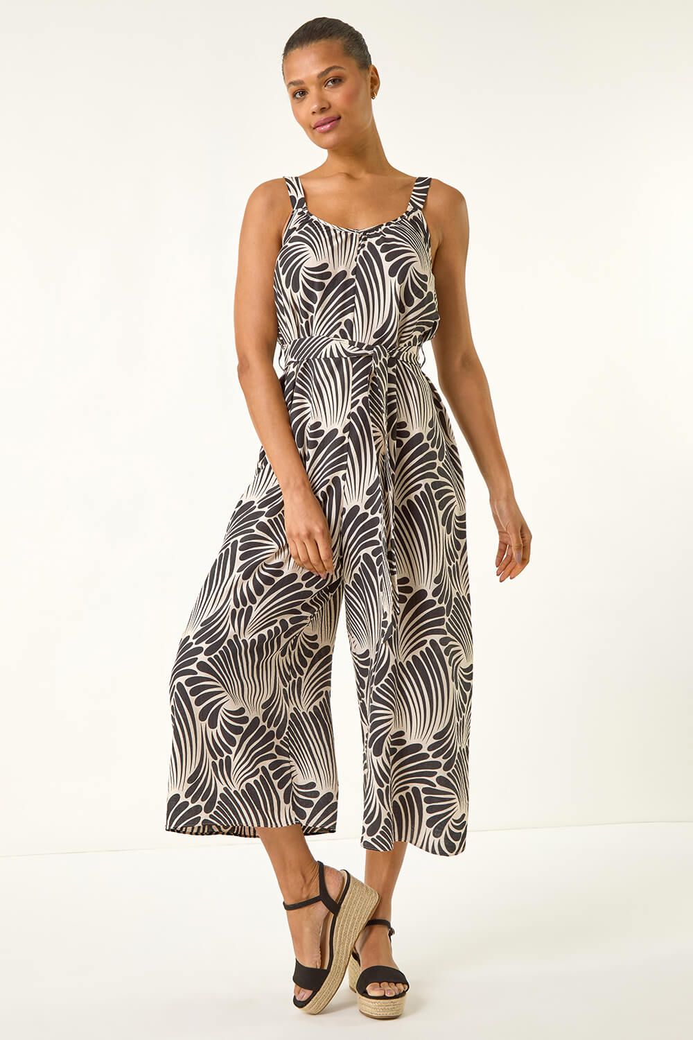 Roman Abstract Strappy Jumpsuit