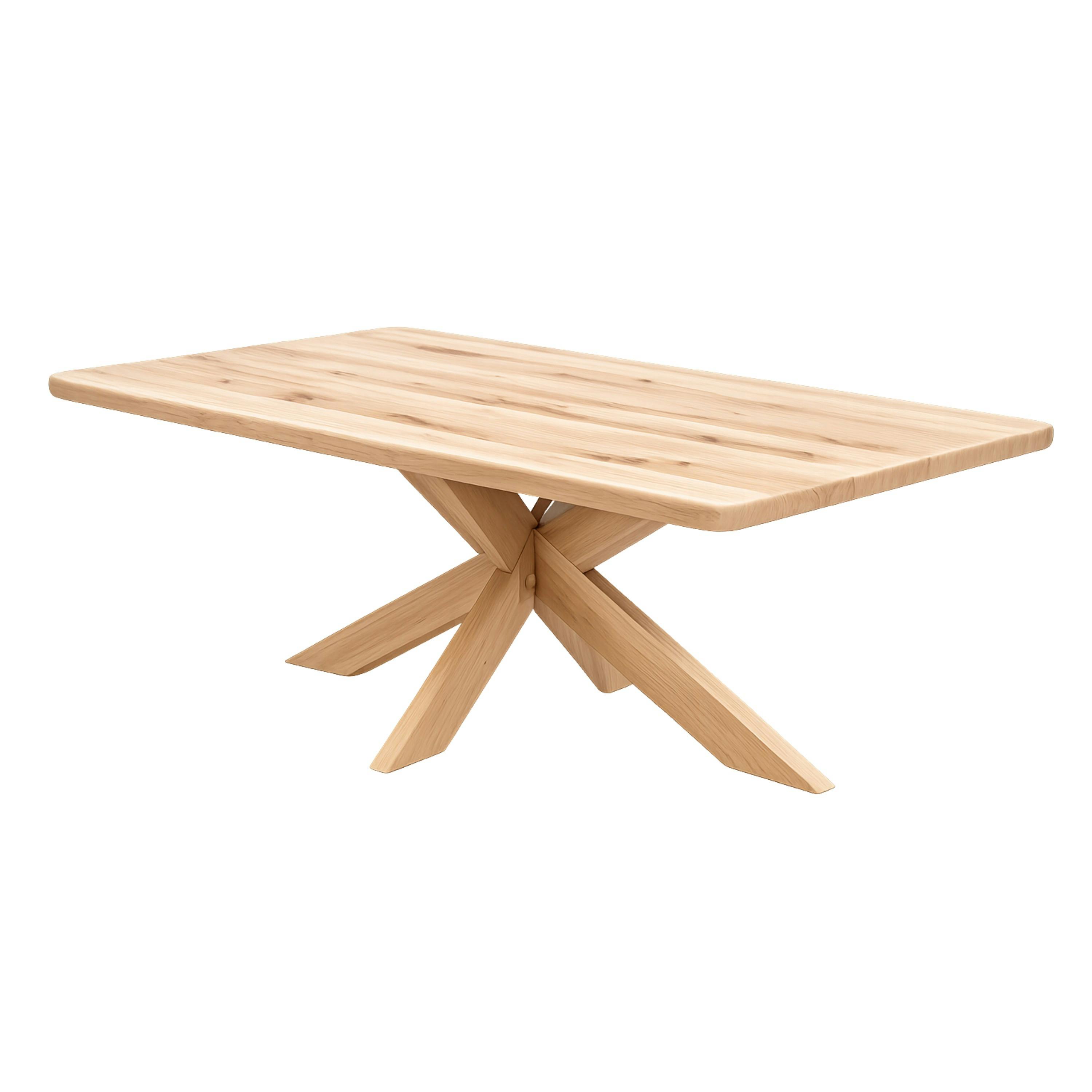 Table extensible chêne blanc bords biseautés pied bois 200 cm PALERME