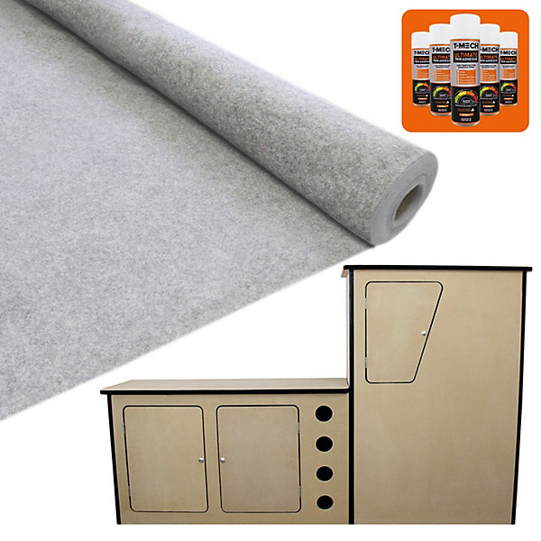 11m² Doublure Intérieure Feutre Argenté &Unité de Cuisine MDF pour Campervan