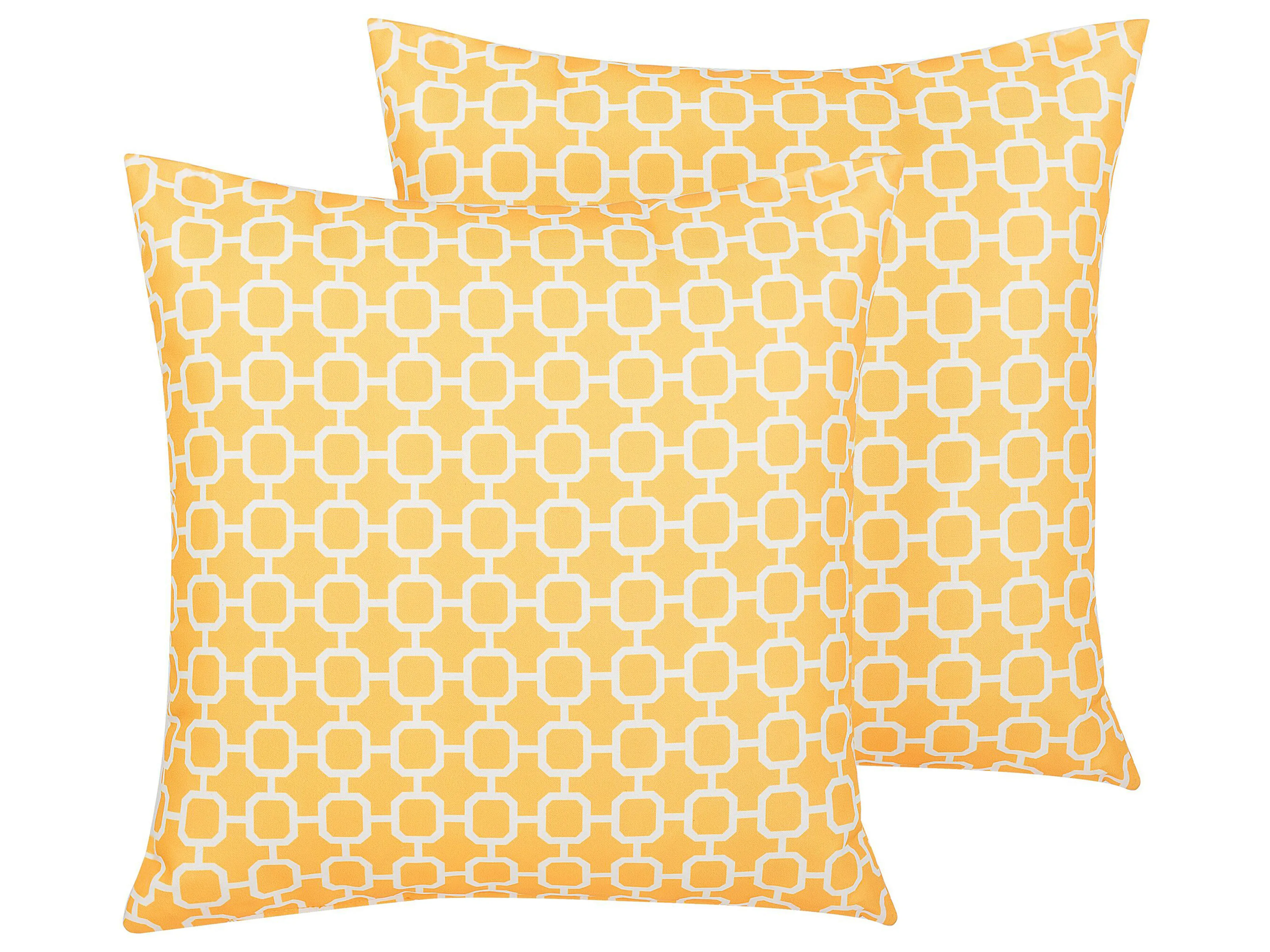Set of 2 Outdoor Cushions ASTAKOS Geometric Pattern 40 x 40 cm Yellow