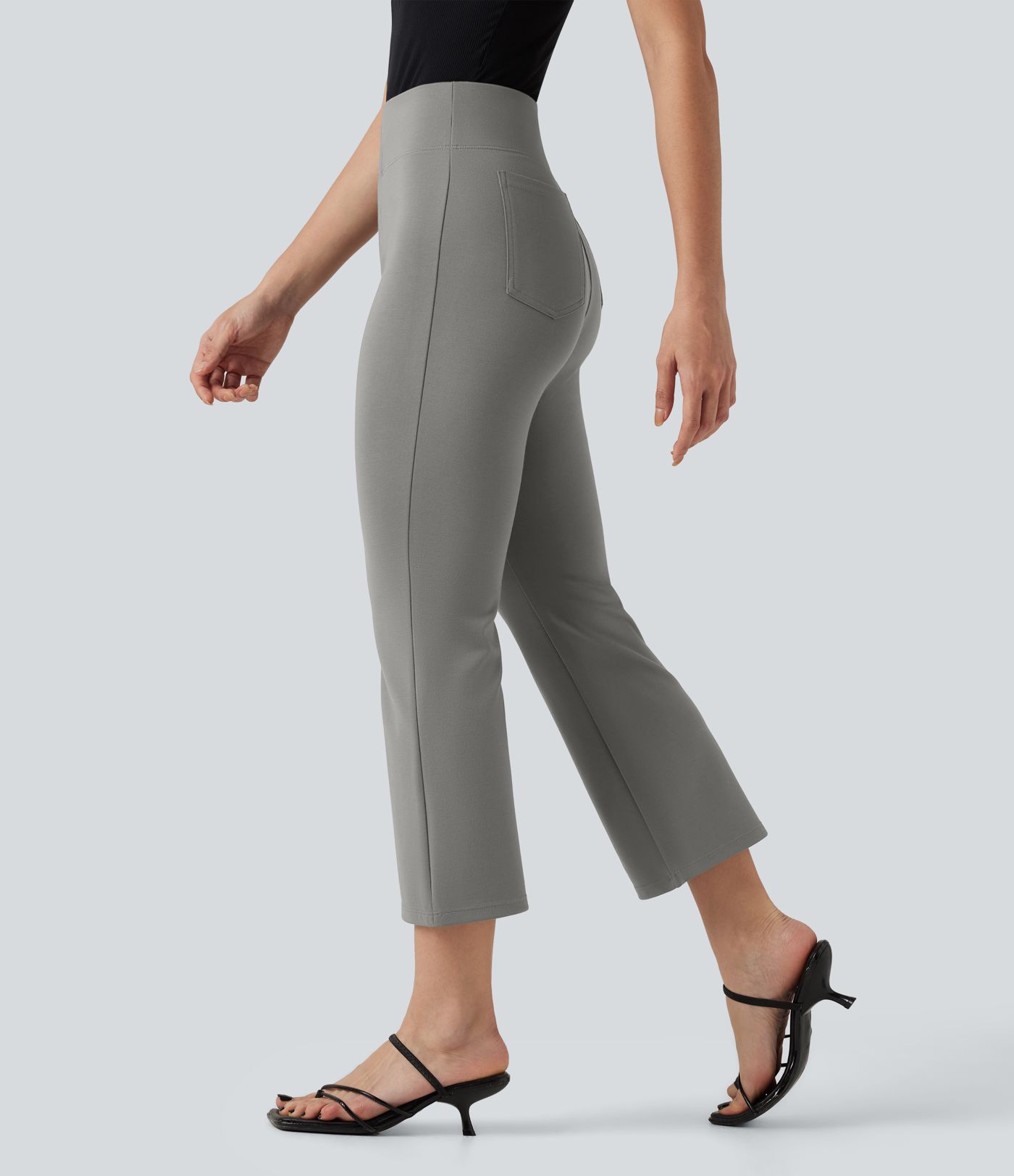 Pantalon tailleur Halara Flex™ évasé court, taille haute, à poches