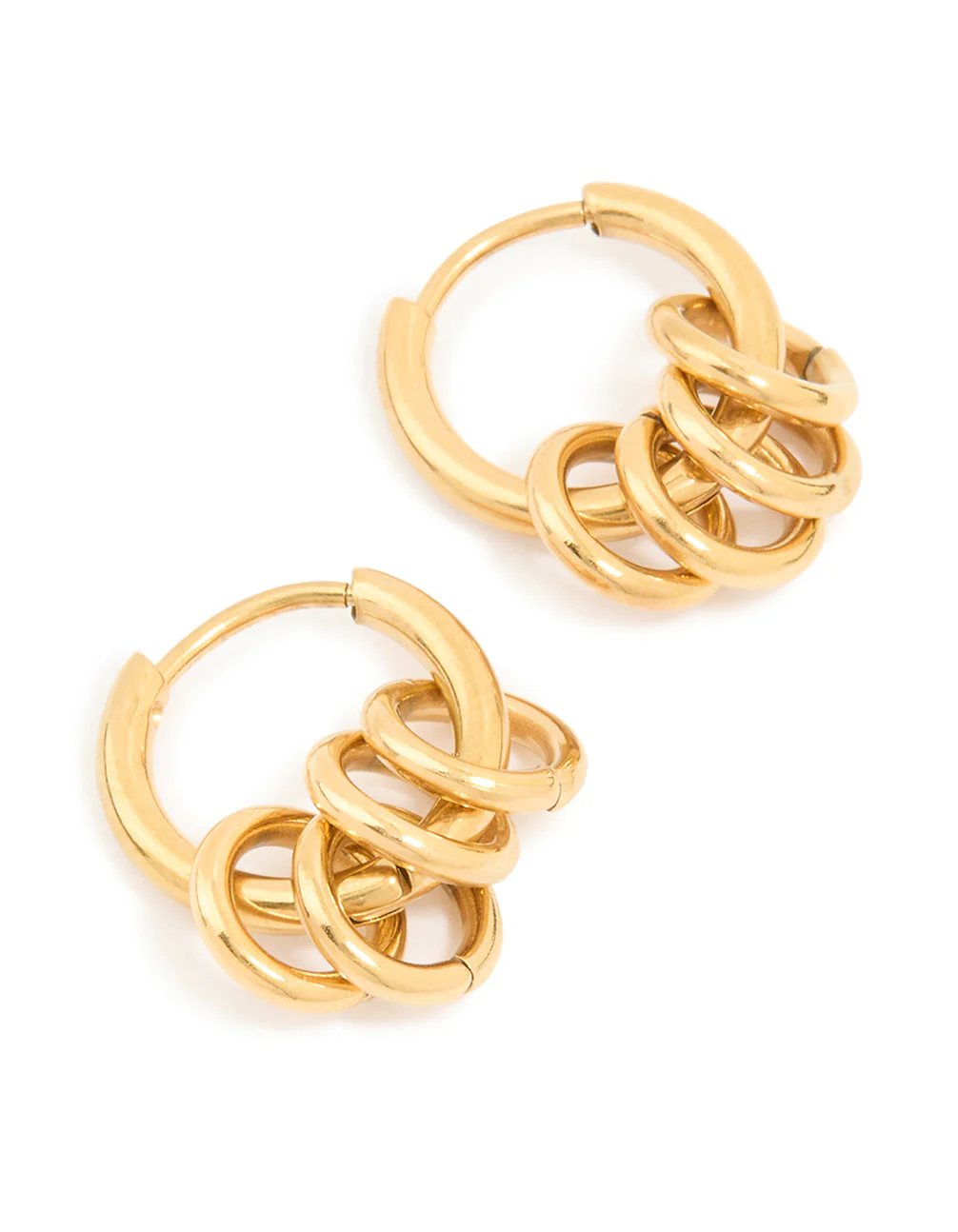 Waterproof Gold Plated Stainless Steel Rondell Link Detail Huggie Earrings