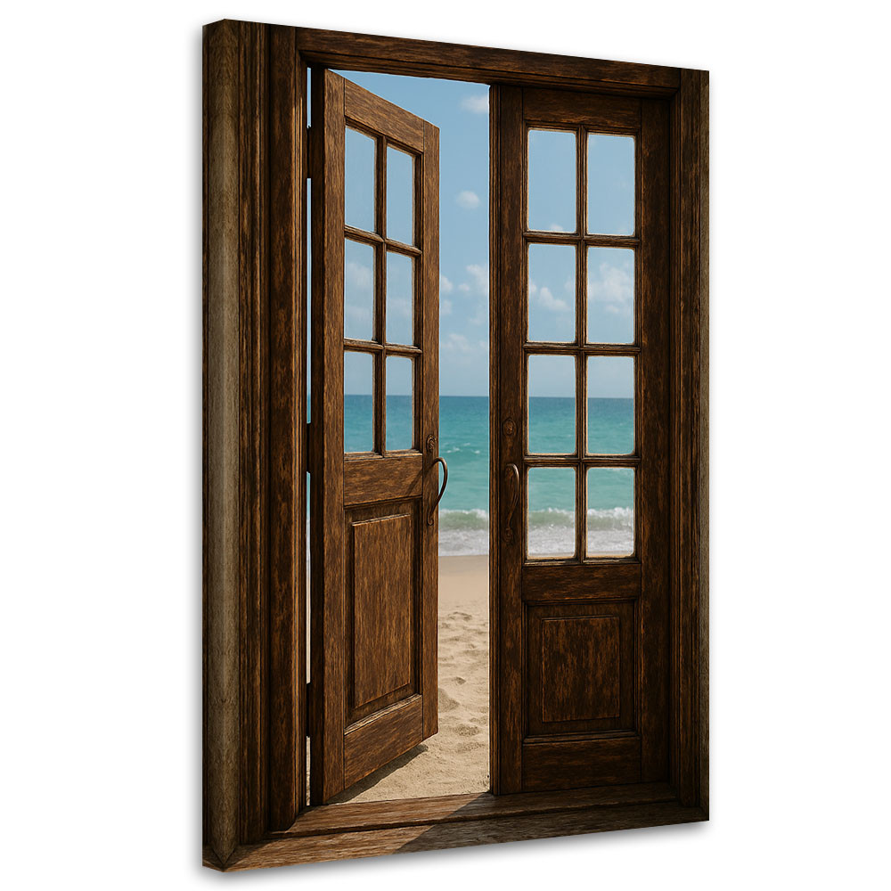 Obraz do salonu, Shabby Chic Widok Drzwi na plażę 20x30