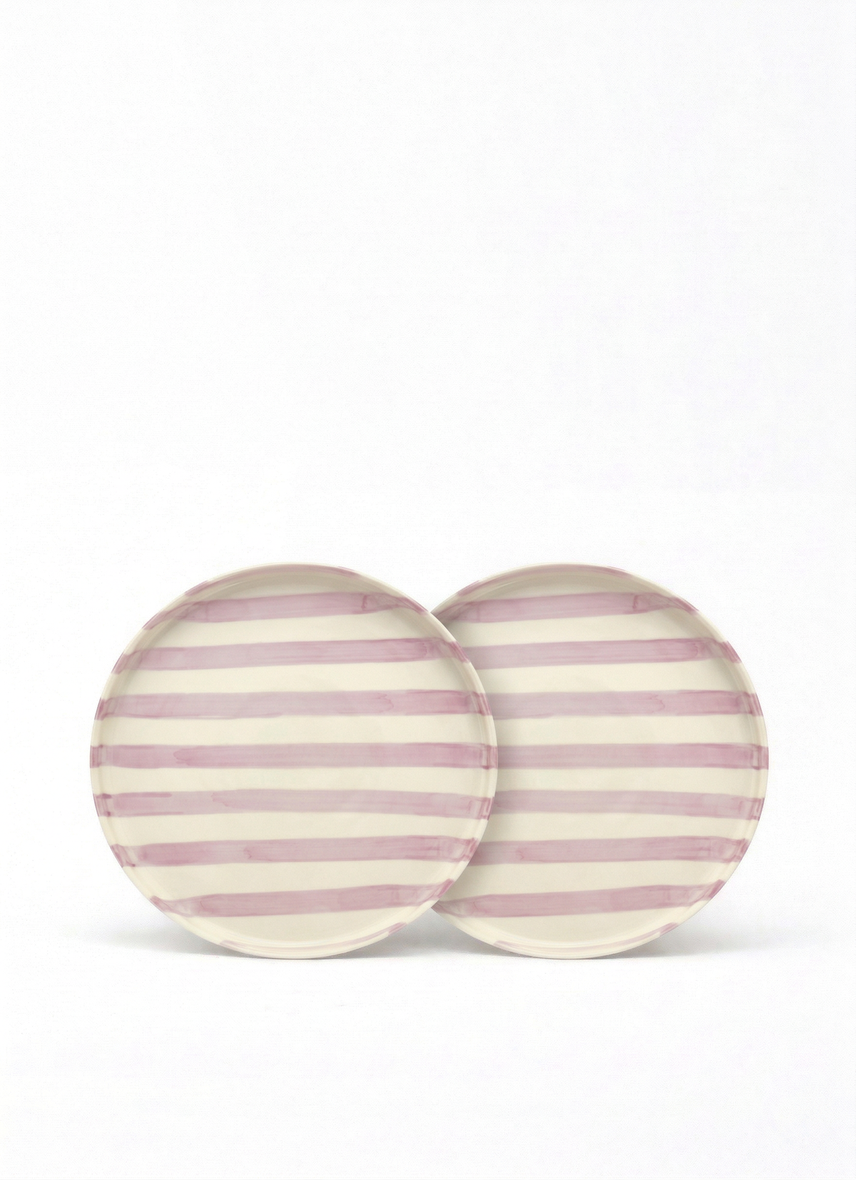 vtwonen - Lunchbord - Strepen - Lila - Set van 2 - Keramiek - 20cm