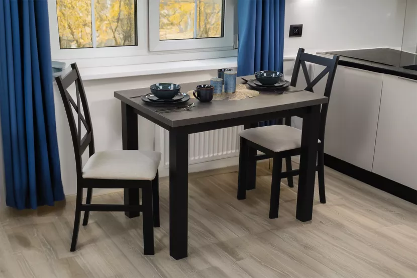 Zestaw stół 100x70 z 2 krzesłami M004-2 Czarny/Beton
