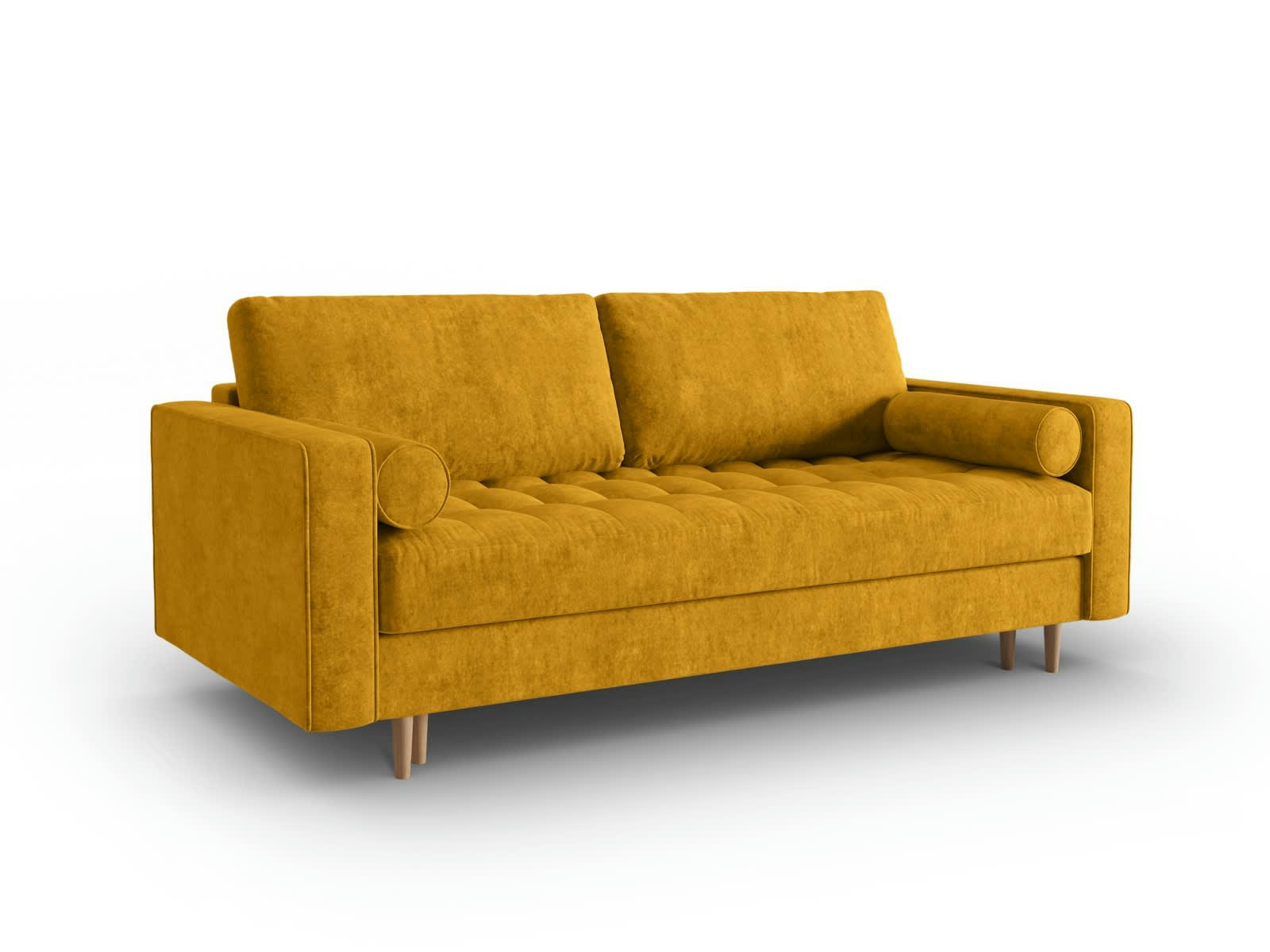 GOBI - Canapé convertible 3 places en tissu structuré jaune