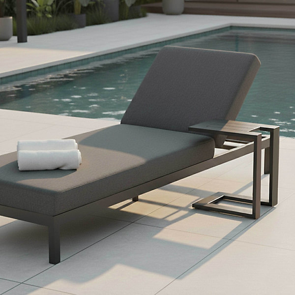 Ensemble bain de soleil avec tablette en aluminium grisOviala