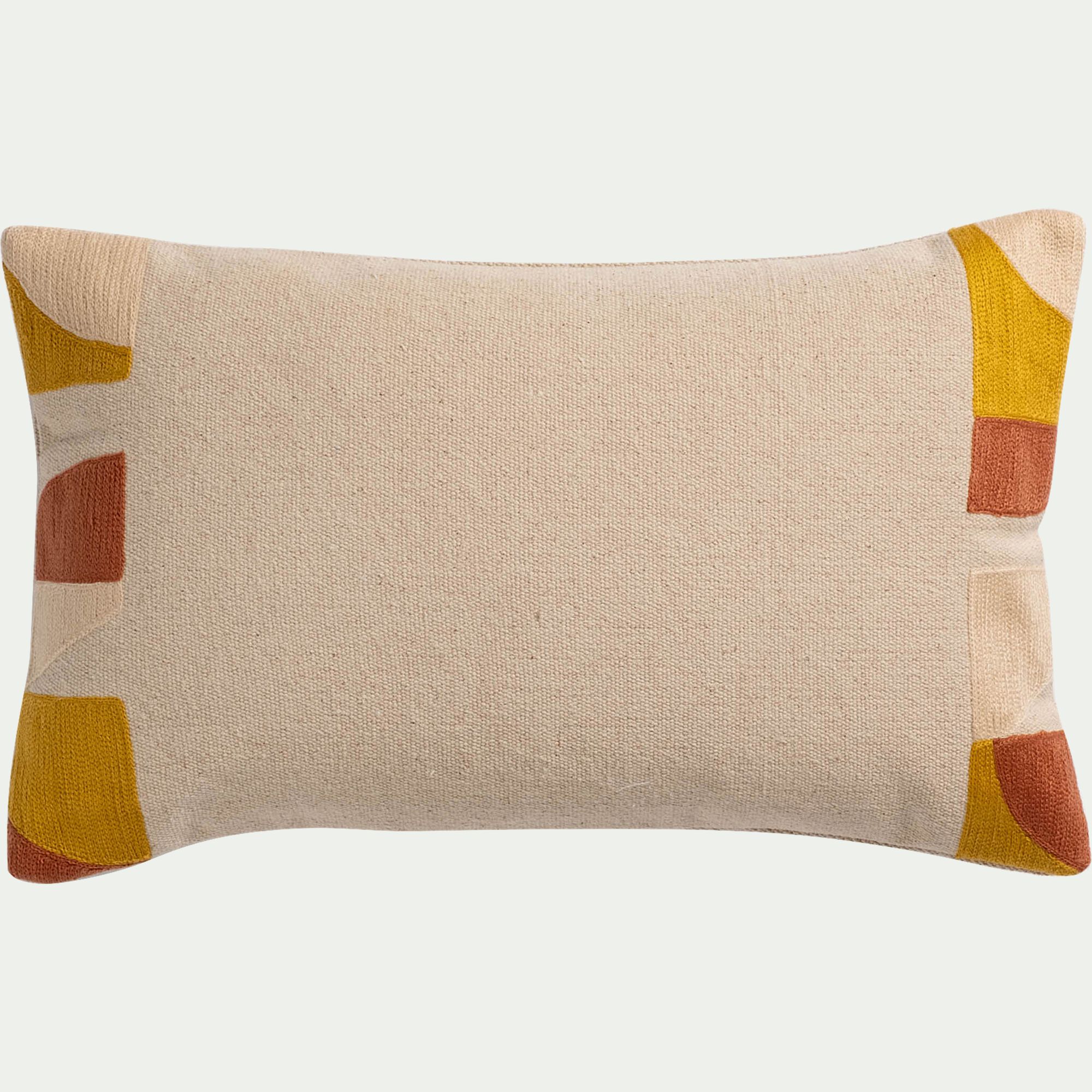 MARIBEL - Coussin à motif abstrait en coton 30x50cm - beige