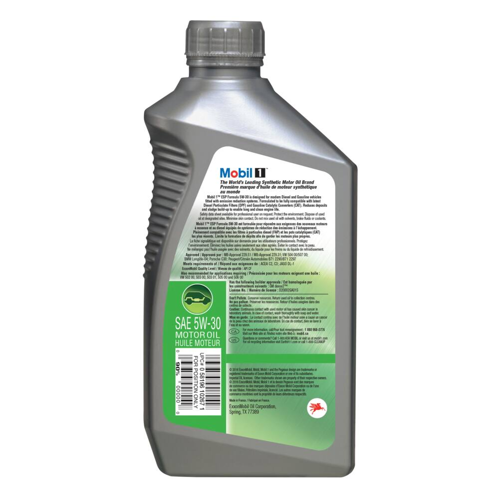 Mobil 1™ ESP Emission System Protection 5W30 Synthetic Engine/Motor Oil, 946-mL