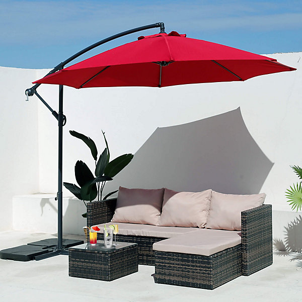 Parasol de jardin Rouge 3x3 m en Acier Décentralisé Rebecca Mobili