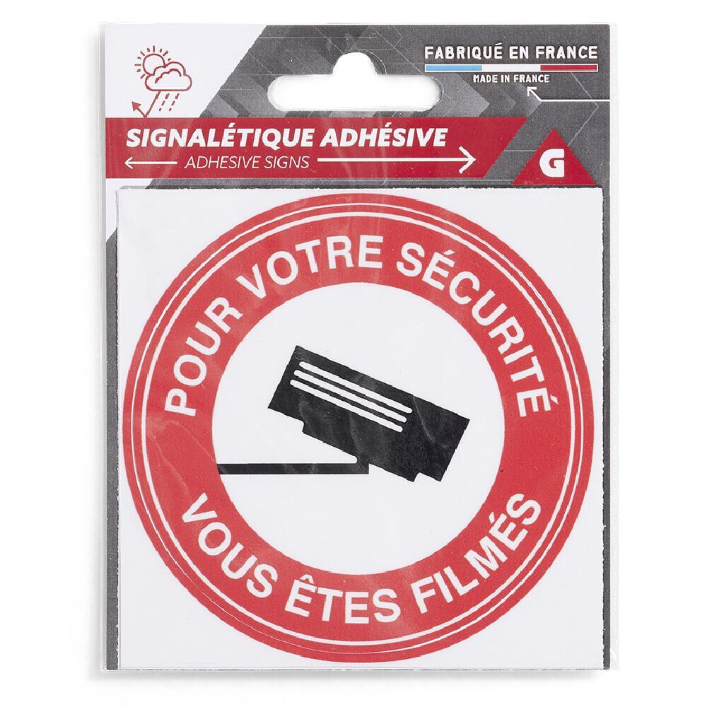 Signalétique adhésive "Surveillance vidéo, vous êtes filmés" - 8x8 cm