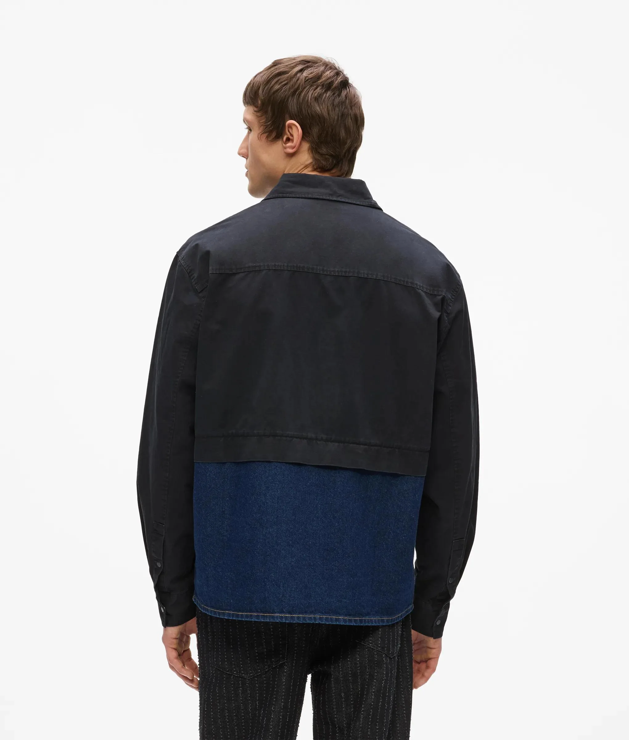 Surchemise en simili-cuir et denim