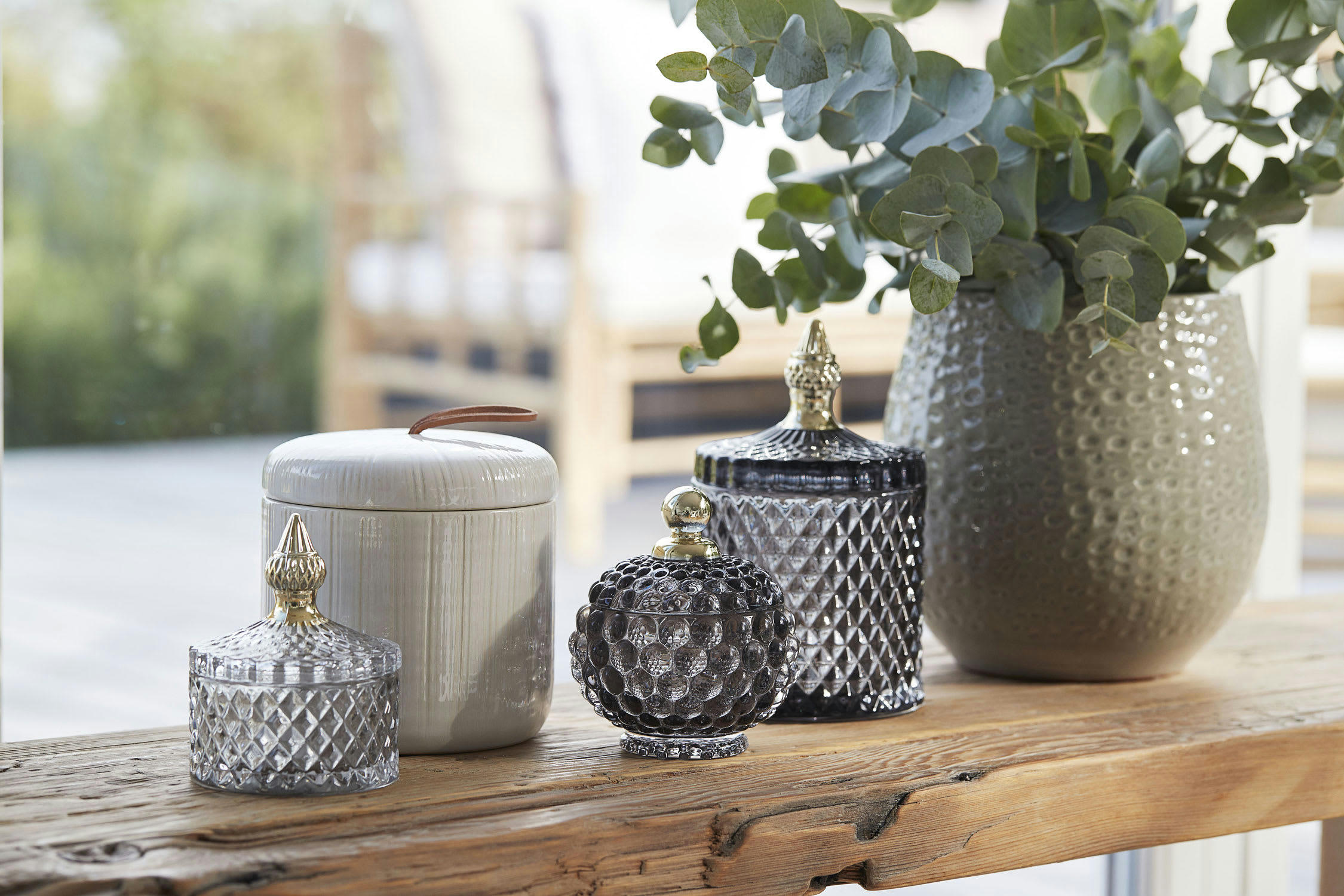 Stina - Pot Stina en verre gris foncé