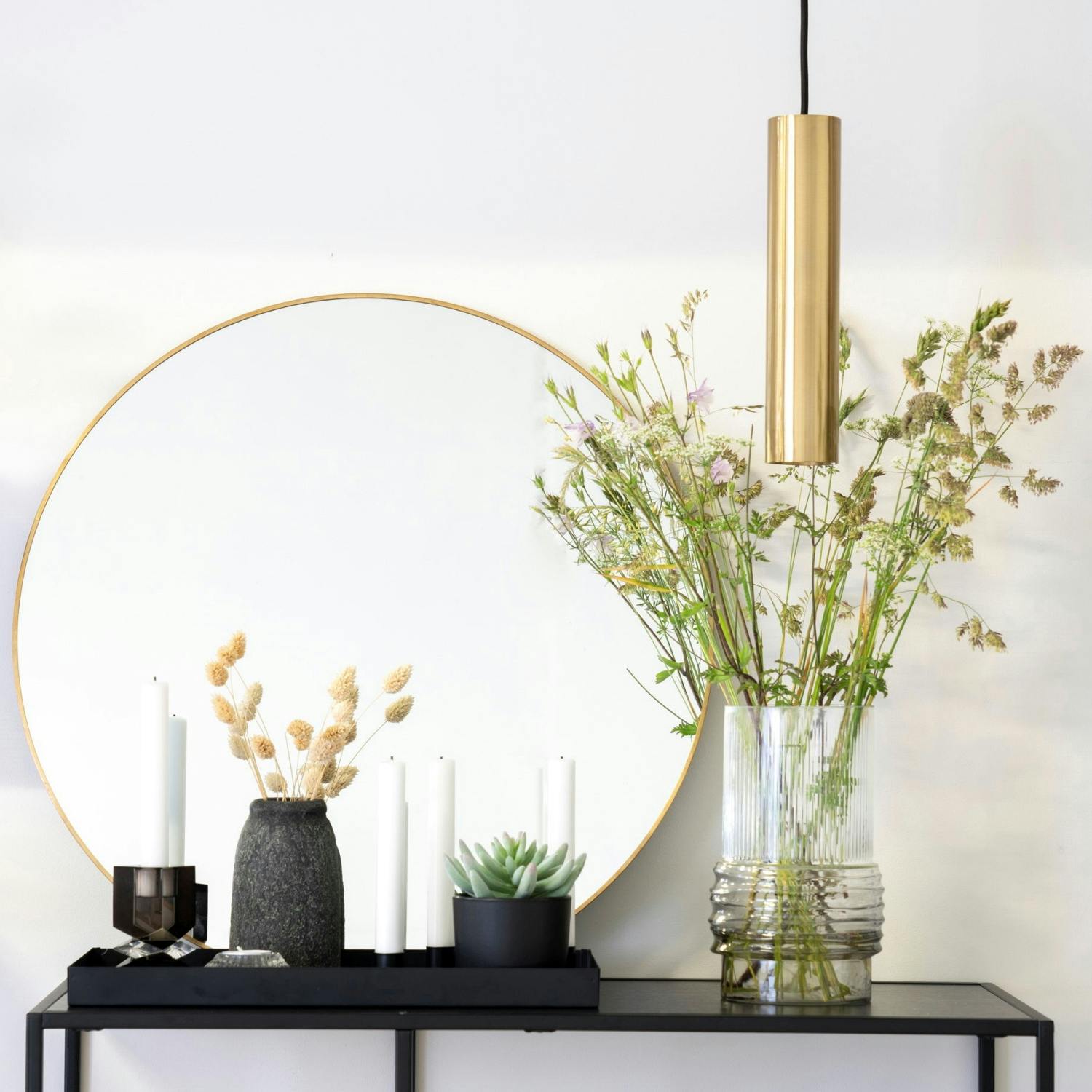 Miroir rond avec cadre effet laiton ø60 cm CODY