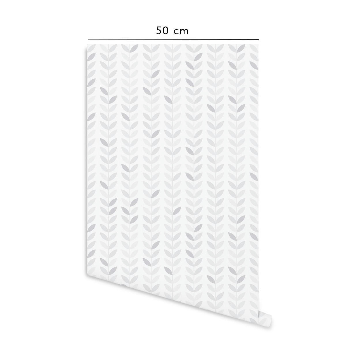 VINTAGELEAVES - Papier peint vinyle adhésif feuilles vintage gris cendré 50x300 cm