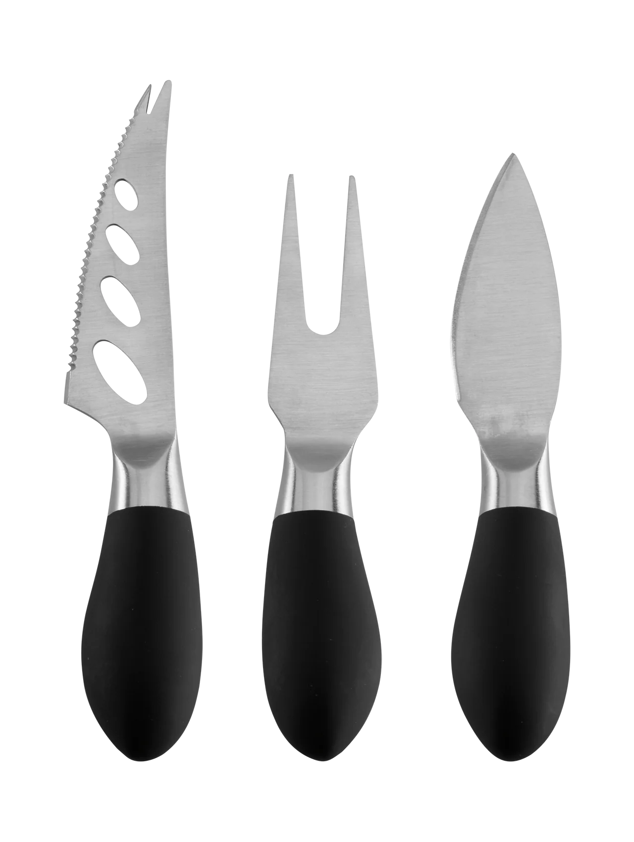 käsemesser set, 3-tlg, edelstahl mit schwarzem Griff