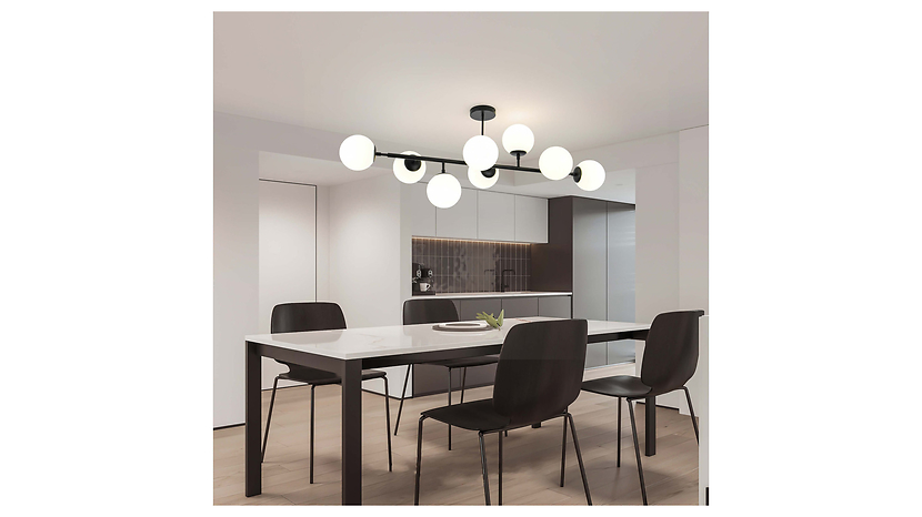 Lampa wisząca Dorado 8-punktowa szklana biało-czarna