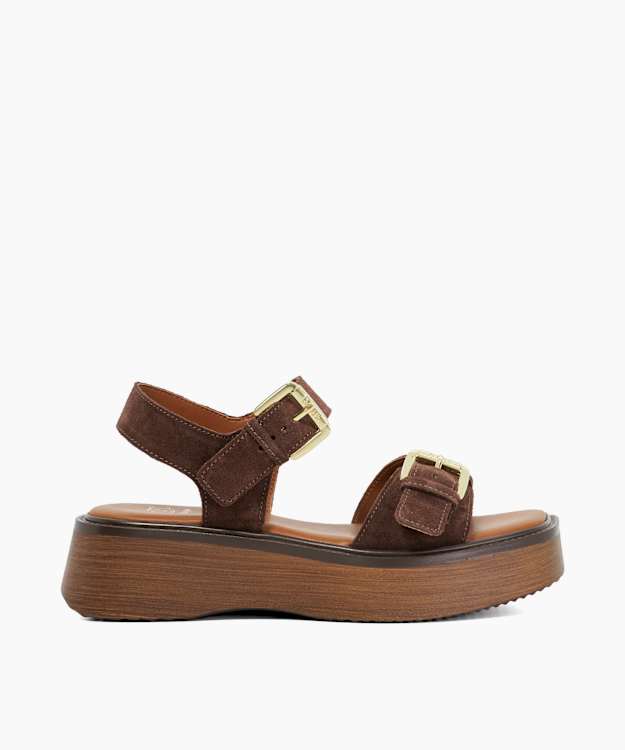 Luno Brown - Double Strap Flatform Sandals