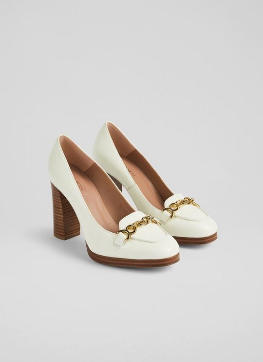 Attley Cream Grainy Leather Platform Loafers